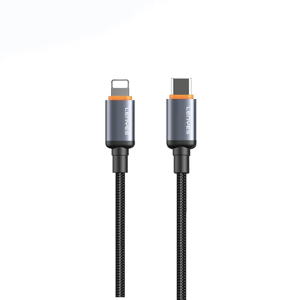 Lenyes LC528 Type-C to Lightning Örgülü Şarj ve Data Kablosu, 27W 1 m