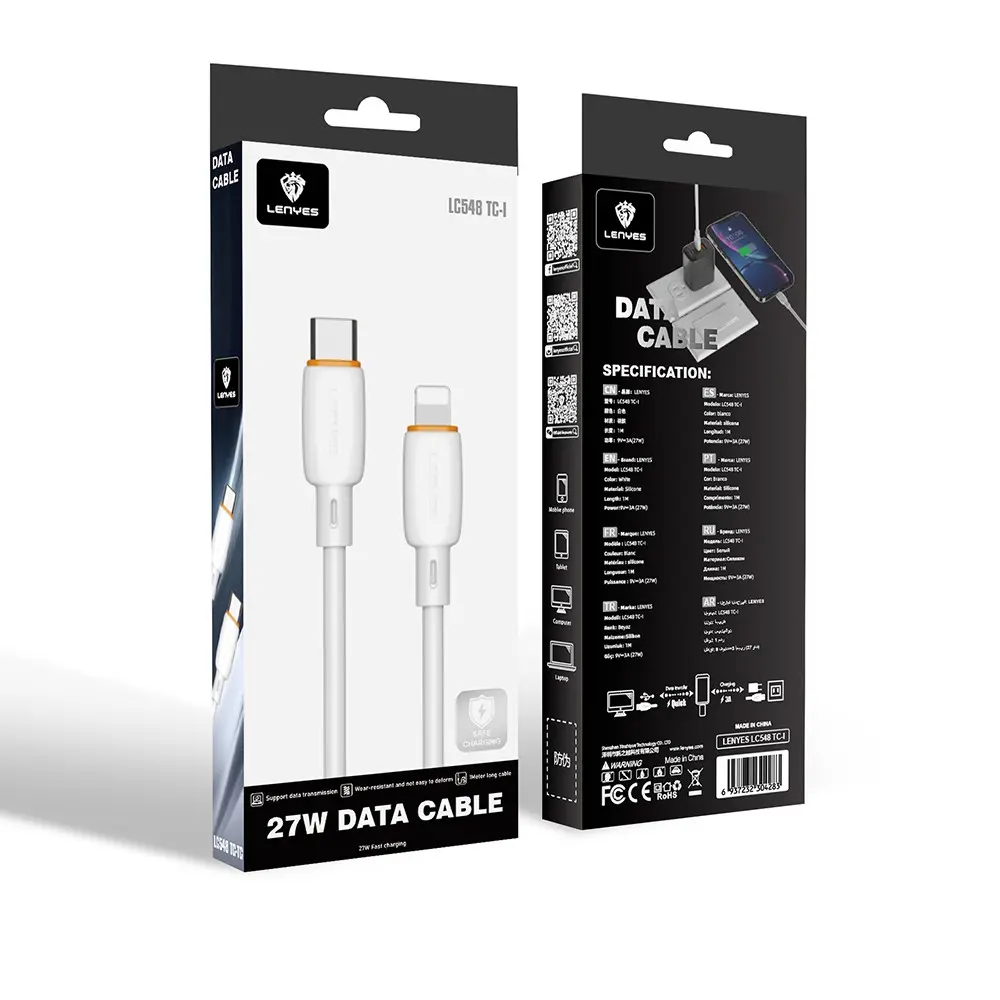Lenyes LC548-TC-L Type-C to Lightning Şarj ve Data Kablosu, 27W 1 m