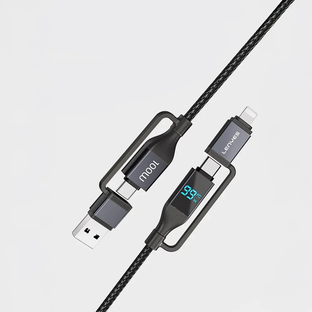 Lenyes LC542 4'ü 1 Arada Dijital Göstergeli 100W Şarj Kablosu, 1 m