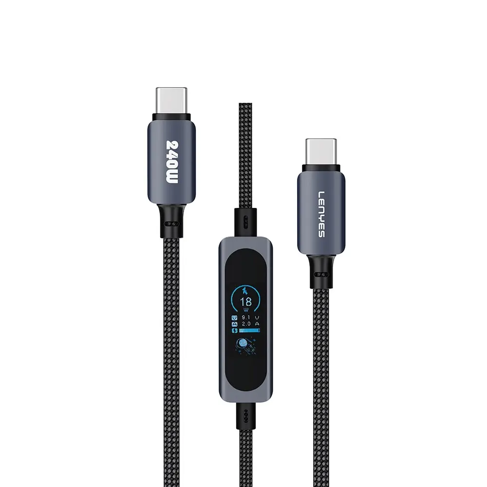 Lenyes LC572 Type-C to Type-C Şarj ve Data Kablosu, 240W, TFT Ekranlı, 1.2 m