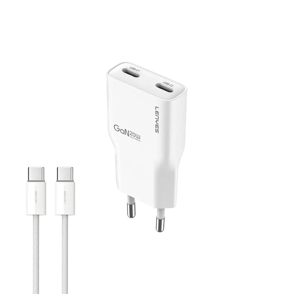 Lenyes LCH15 20W GaN Şarj Adaptörü ve Type-C to Type-C Kablo Seti