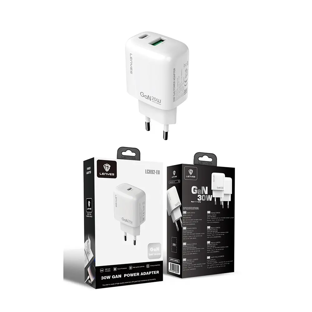 Lenyes LCH92 30W GaN Type-C PD Şarj Adaptörü, Kompakt ve Seyahat Dostu