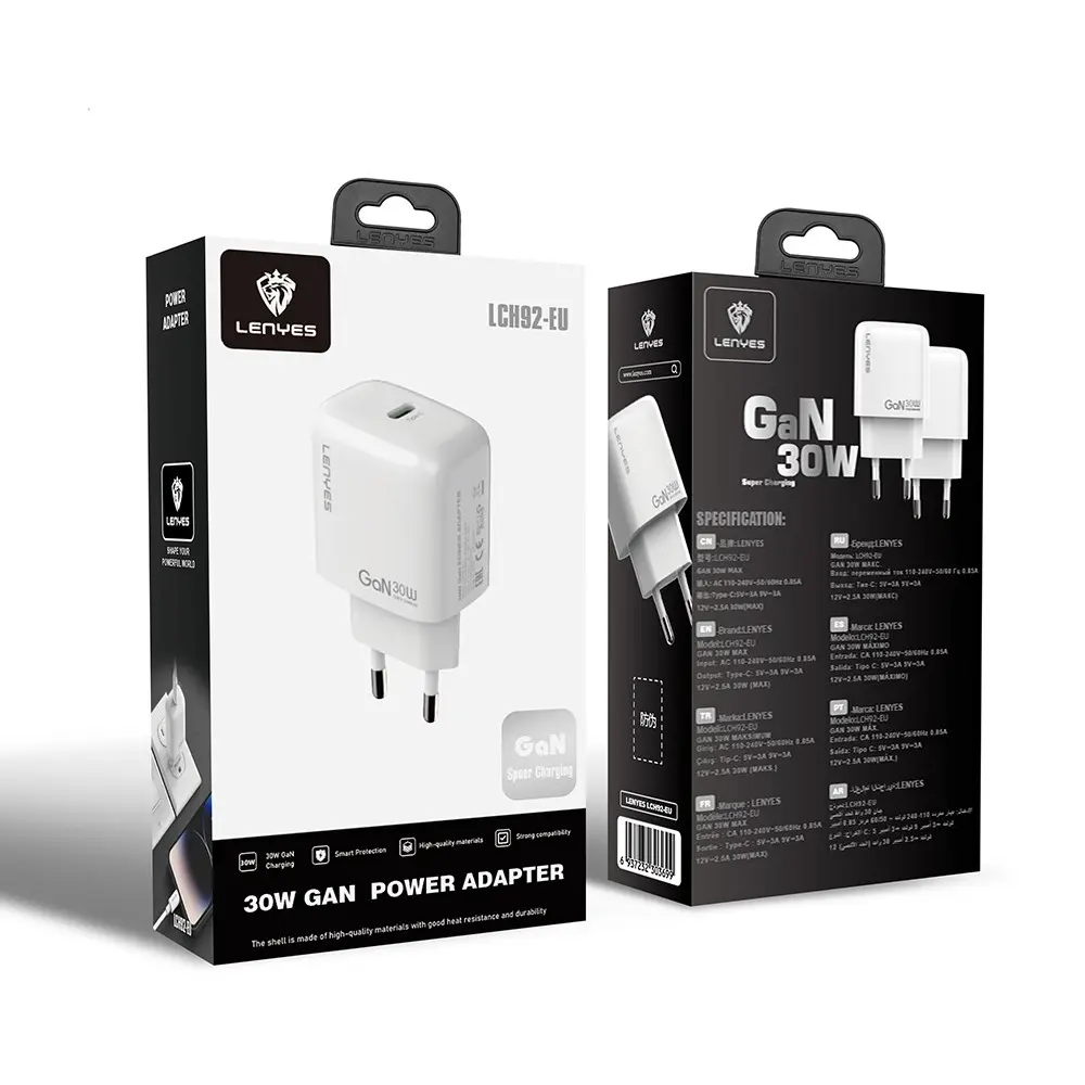 Lenyes LCH92 30W GaN Type-C PD Şarj Adaptörü, Kompakt ve Seyahat Dostu
