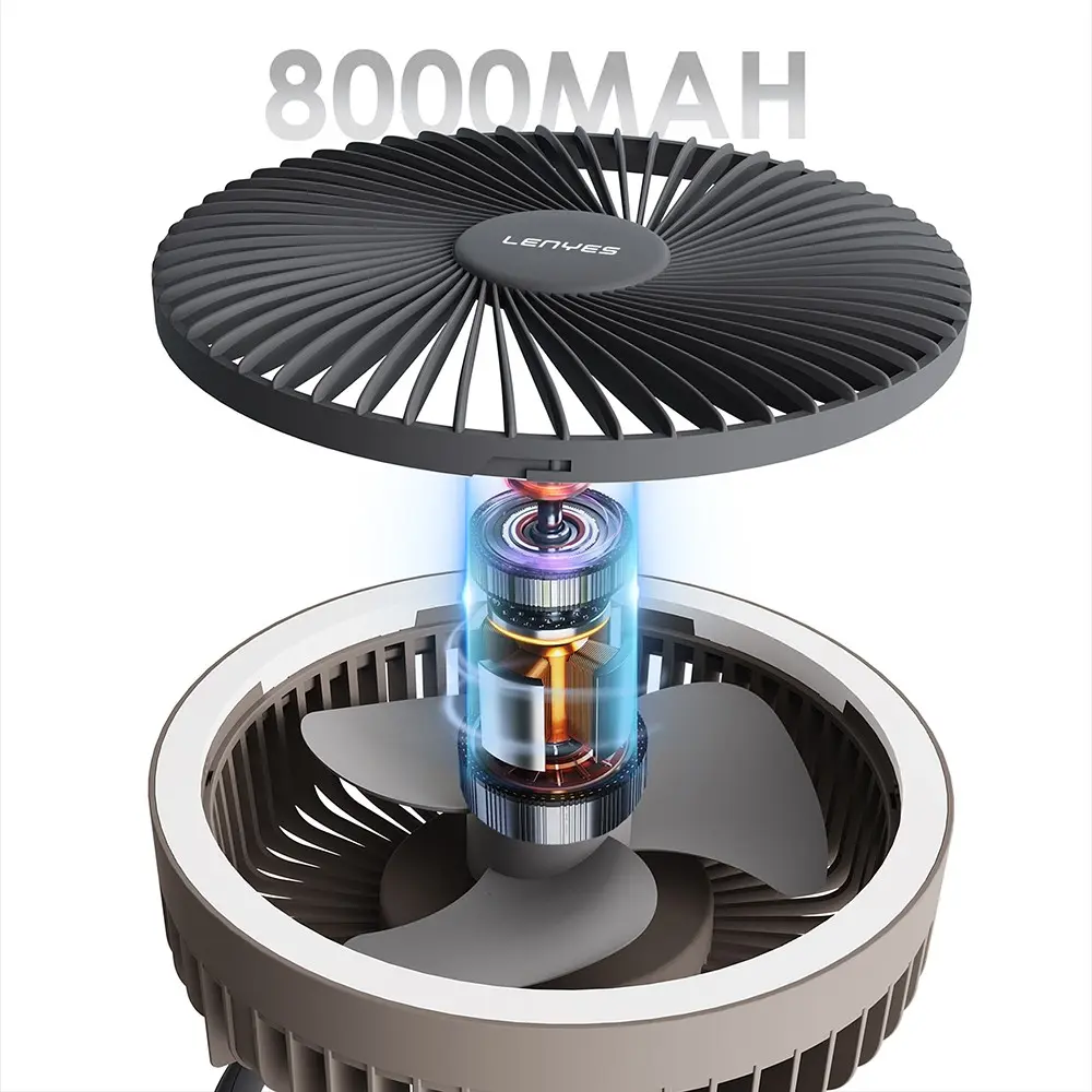 Lenyes LHF11 Taşınabilir Fan, LED Işıklı ve 8000 mAh Powerbank