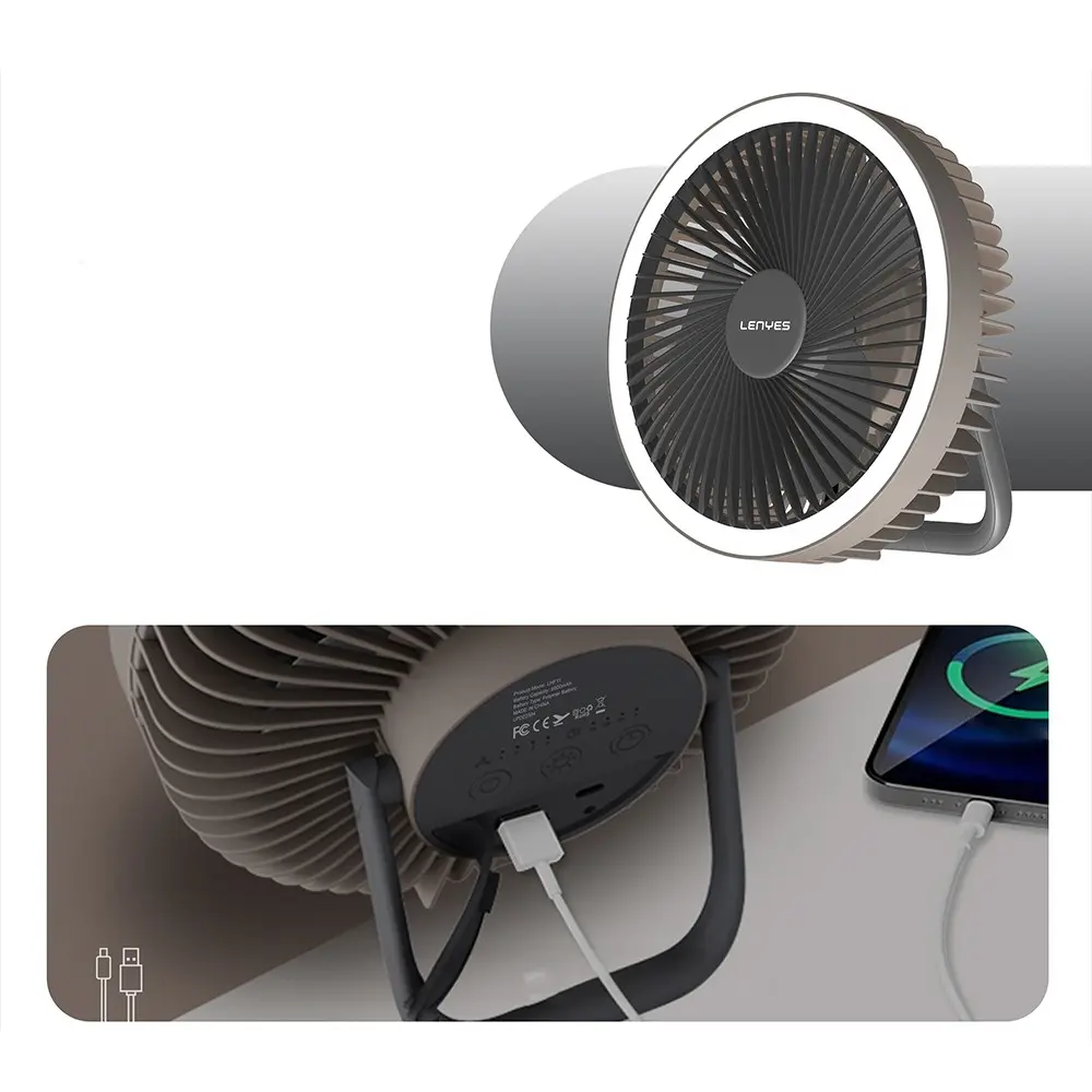 Lenyes LHF11 Taşınabilir Fan, LED Işıklı ve 8000 mAh Powerbank