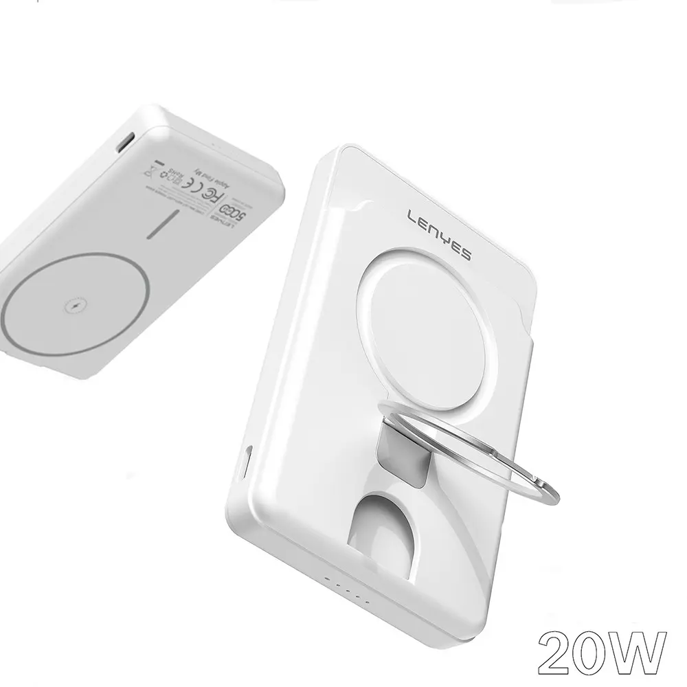 Lenyes PW0006D 5000mAh Kablosuz Powerbank, PD 20W ve Kartlıklı Stand
