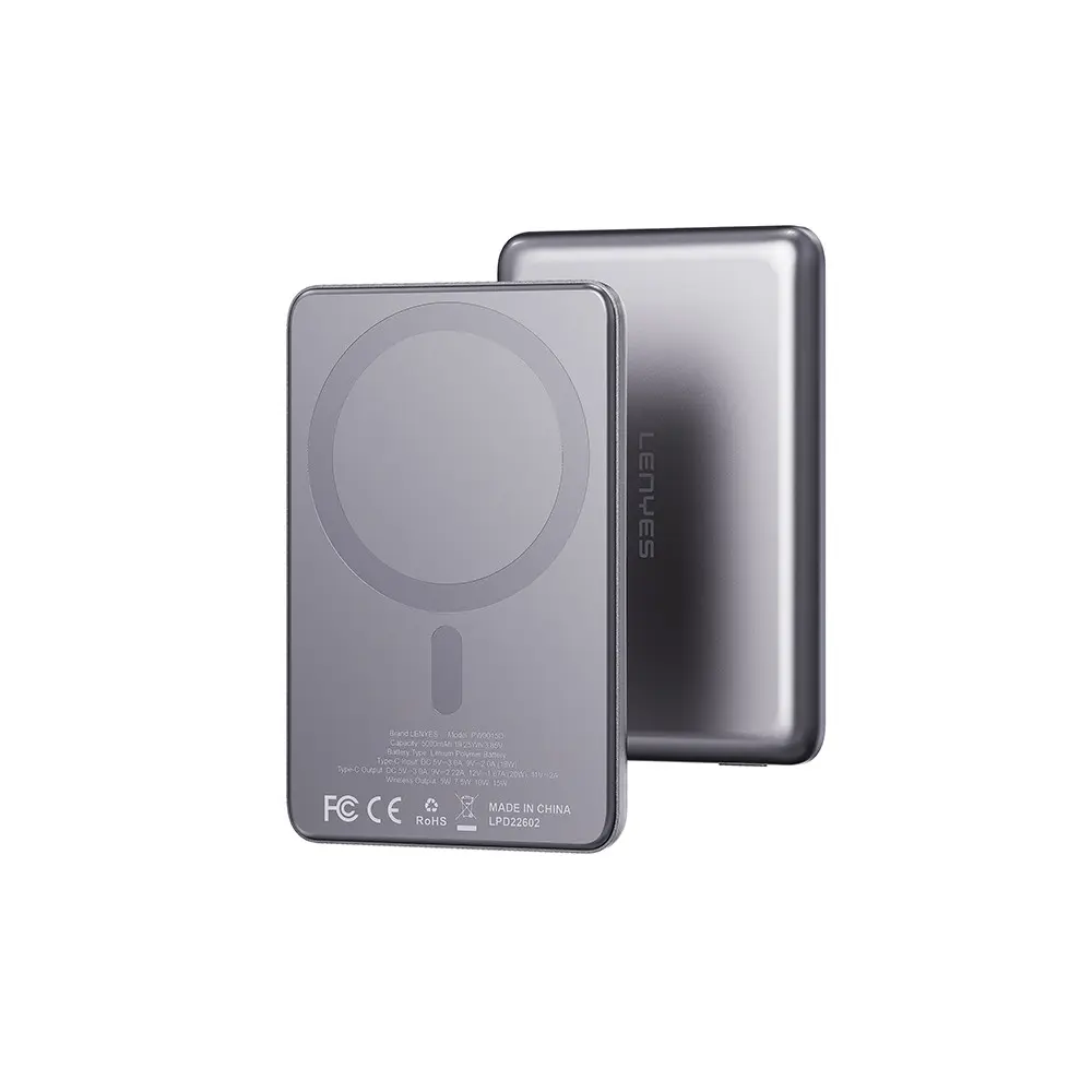 Lenyes PW0015D 5000mAh Manyetik Kablosuz Powerbank, 20W Type-C