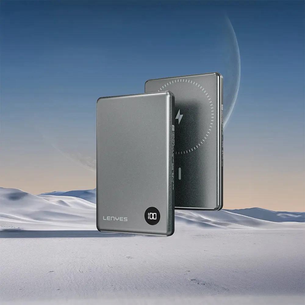 Lenyes PW037D Ultra İnce Dijital LED Ekranlı Wireless Powerbank 5000mAh