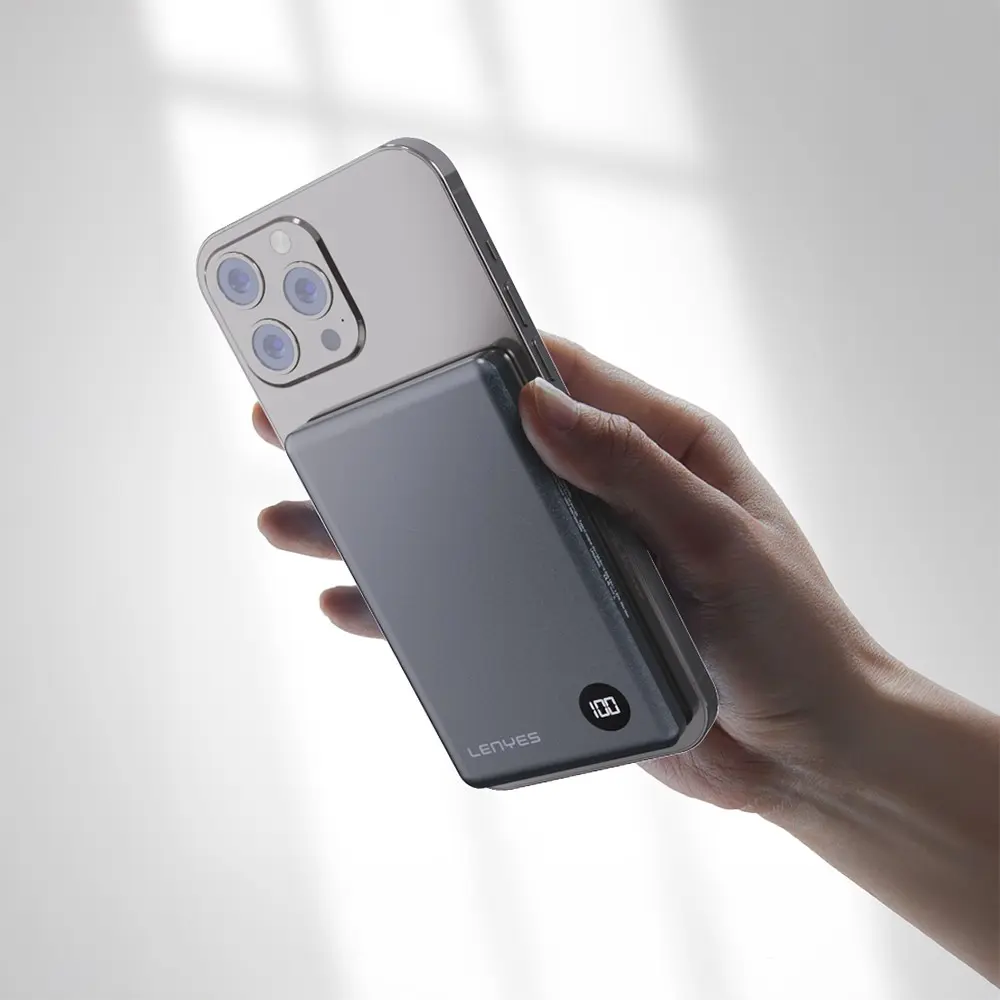 Lenyes PW037D Ultra İnce Dijital LED Ekranlı Wireless Powerbank 5000mAh