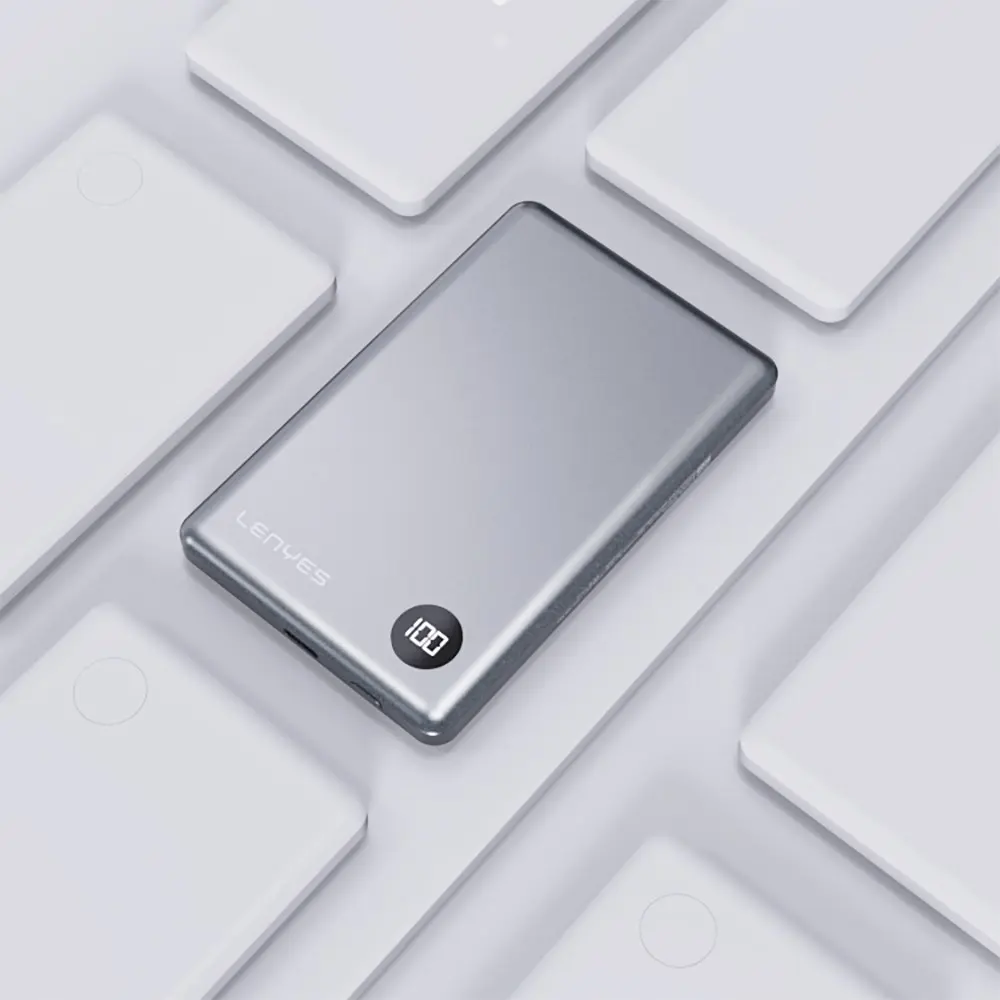 Lenyes PW037D Ultra İnce Dijital LED Ekranlı Wireless Powerbank 5000mAh