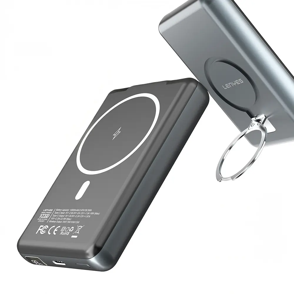 Lenyes PW1001D 10000 mAh PD 22.5W Kablosuz Şarjlı Standlı Powerbank