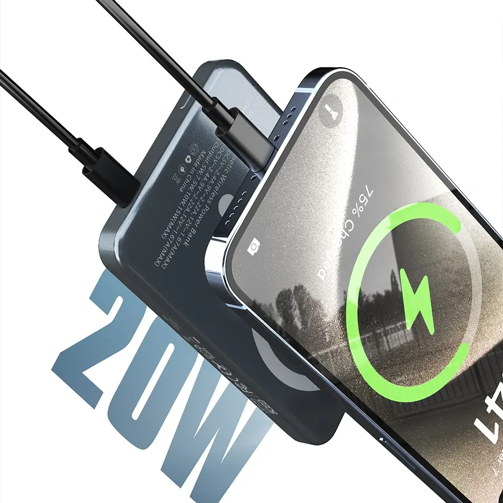 Lenyes PW1007D 10000mAh Kablosuz Powerbank, 20W ve Yüzük Standlı
