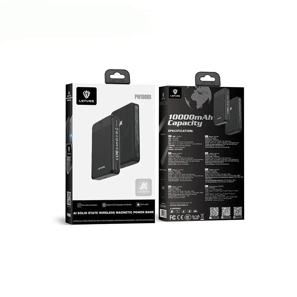 Lenyes PW1008D 10.000mAh PD 20W Kablosuz Powerbank, LED Ekranlı