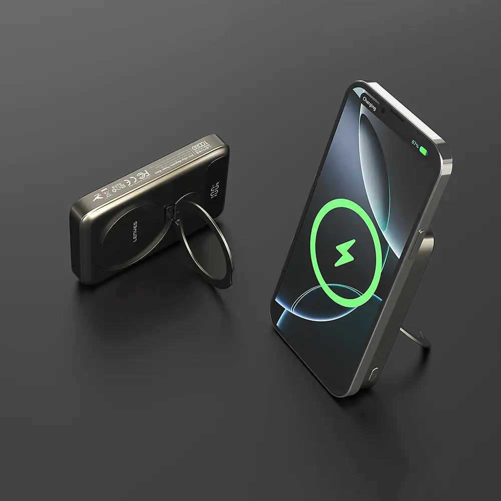 Lenyes PW1012D 10000mAh Kablosuz Şarjlı Powerbank, PD 20W ve 360° Stand