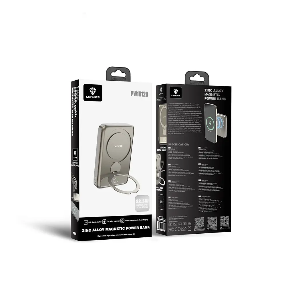 Lenyes PW1012D 10000mAh Kablosuz Şarjlı Powerbank, PD 20W ve 360° Stand