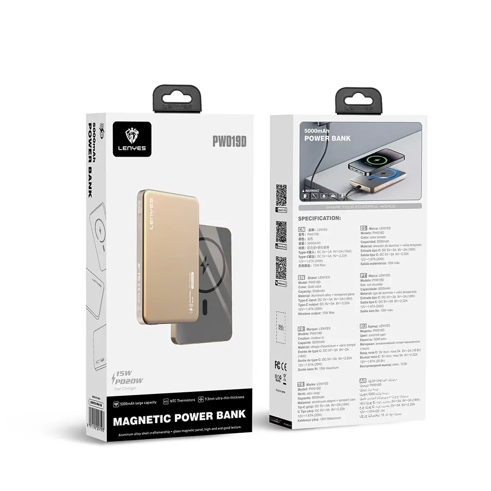 Lenyes PW119D 10.000mAh Kablosuz Powerbank, PD 20W ve 15W Şarj