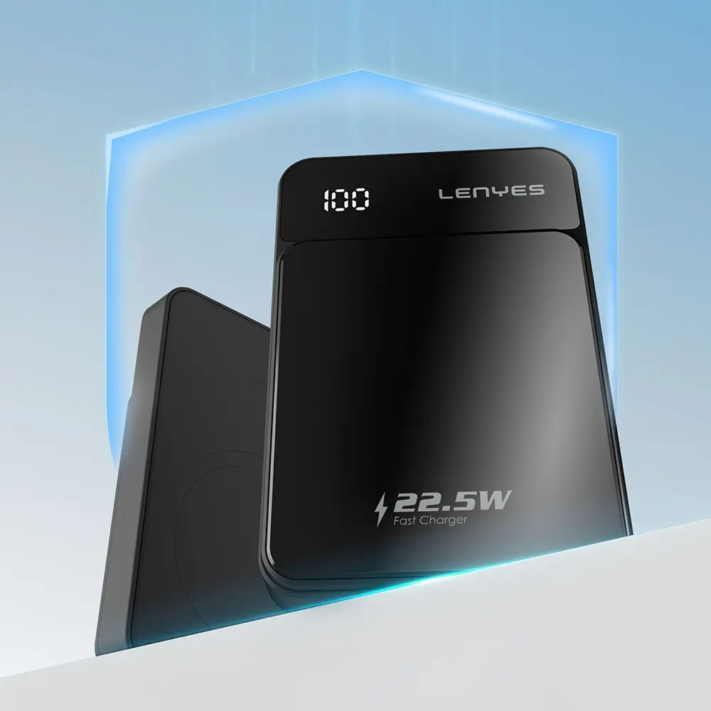 Lenyes PW126D 10.000mAh Powerbank, 22.5W Hızlı Şarj ve 15W Manyetik Kablosuz Şarj