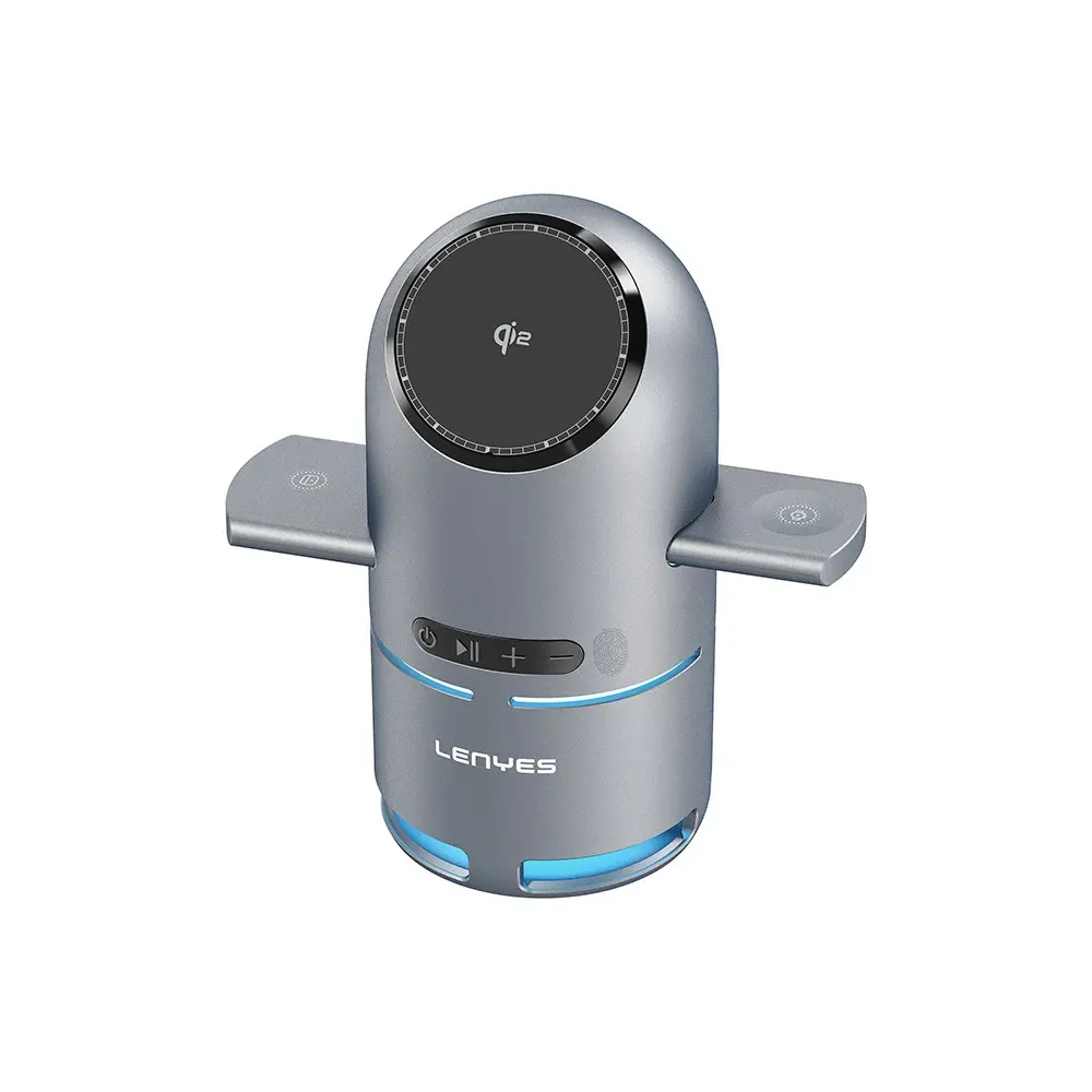 Lenyes PW321 Qi2 4'ü 1 Arada Kablosuz Şarj Standı, Bluetooth Hoparlörlü