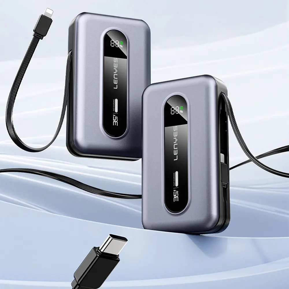 Lenyes PX1002D 10.000 mAh Powerbank, 35 W Teleskopik Type-C/Lightning