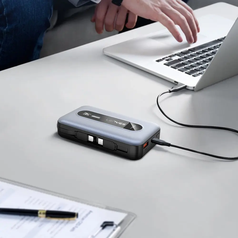 Lenyes PX1002D 10.000 mAh Powerbank, 35 W Teleskopik Type-C/Lightning