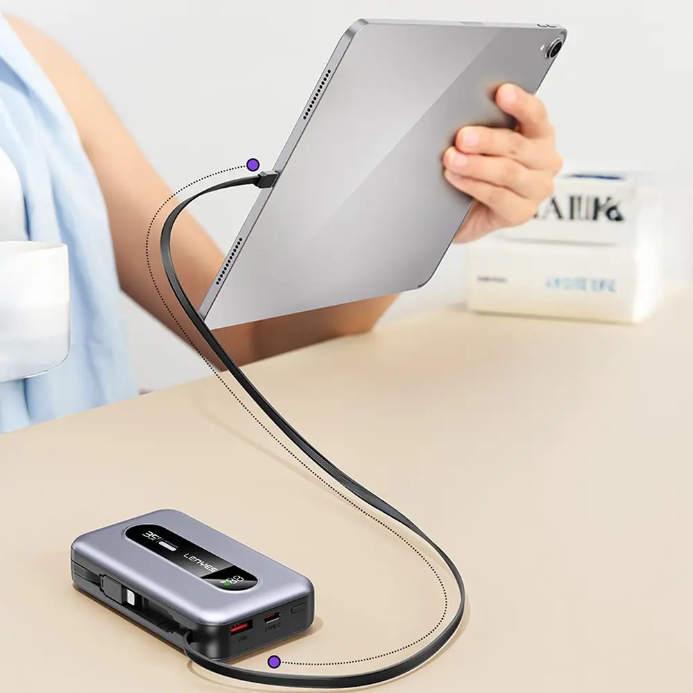 Lenyes PX1002D 10.000 mAh Powerbank, 35 W Teleskopik Type-C/Lightning