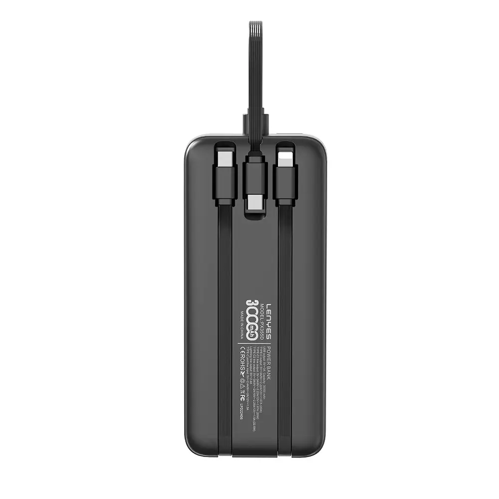 Lenyes PX355D 30.000mAh 22.5W Powerbank, Type-C ve Lightning Kablolu