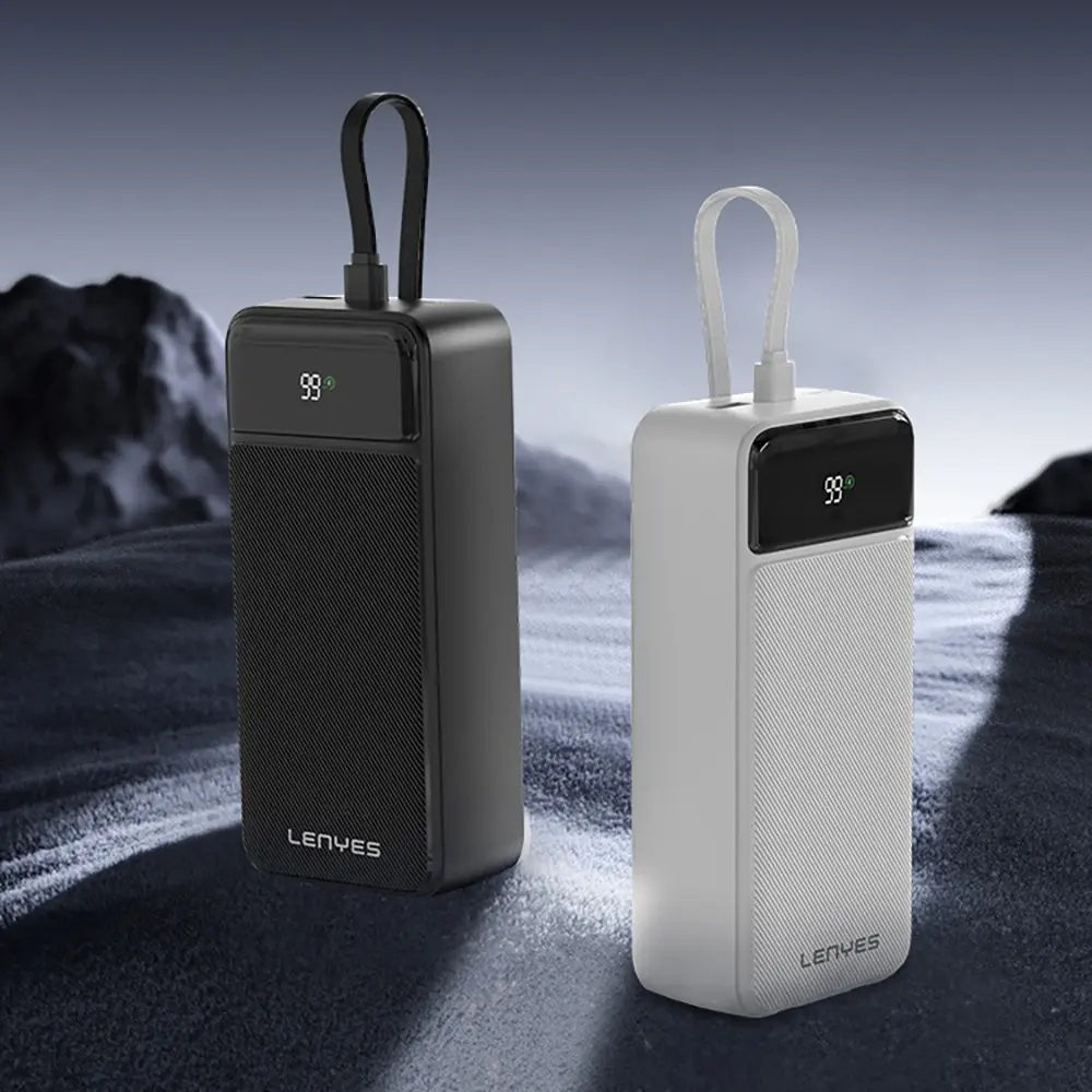 Lenyes PX355D 30.000mAh 22.5W Powerbank, Type-C ve Lightning Kablolu