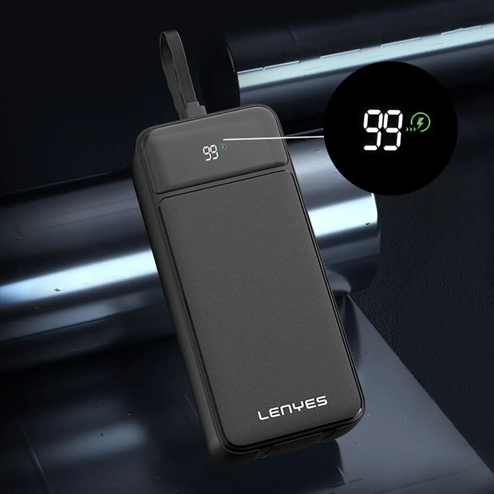 Lenyes PX355D 30.000mAh 22.5W Powerbank, Type-C ve Lightning Kablolu