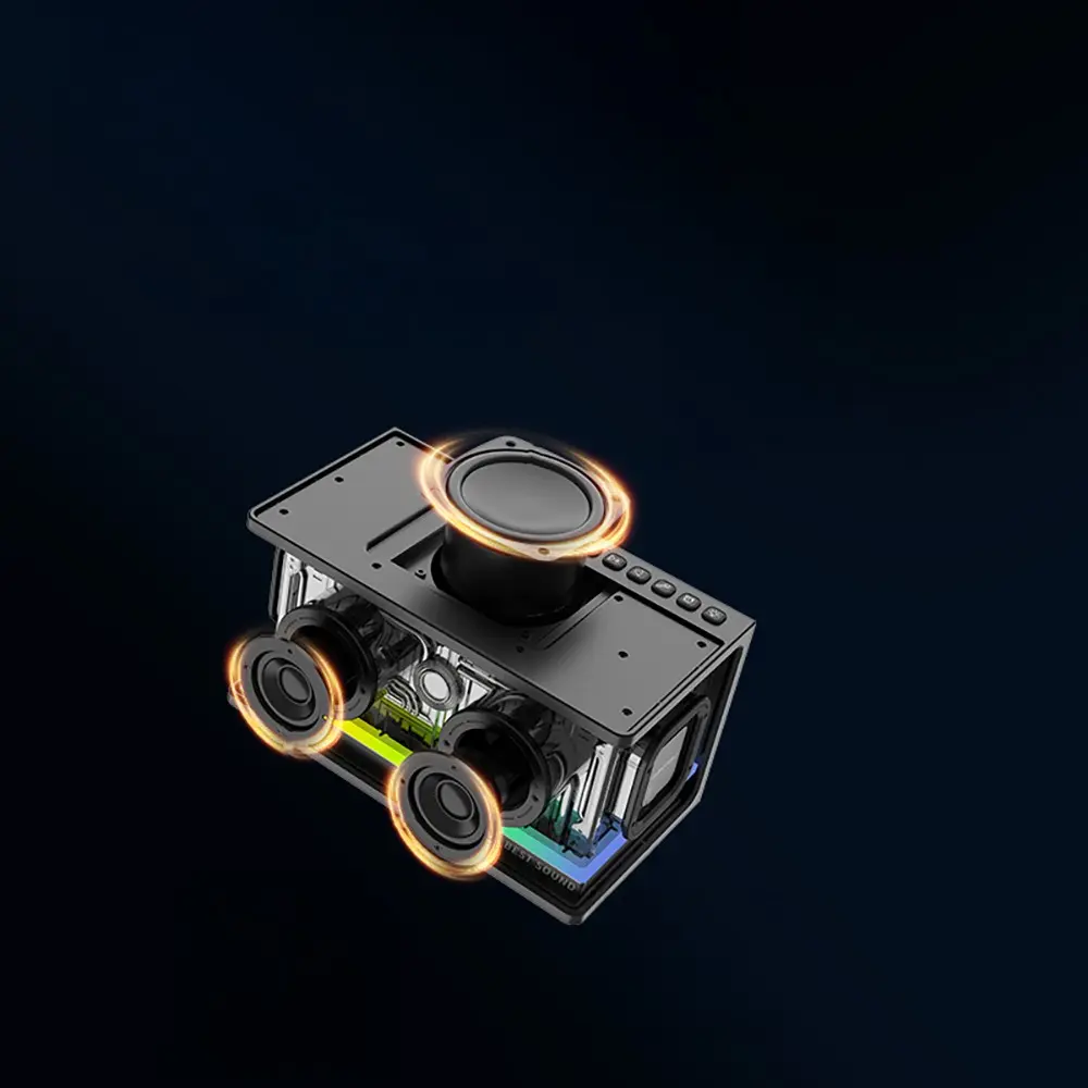 Lenyes S839 RGB Işıklı Taşınabilir Bluetooth Hoparlör, 80W ve TWS