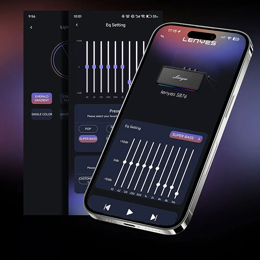 Lenyes S876 Supreme Taşınabilir Bluetooth Hoparlör, RGB Işıklı ve IPX6