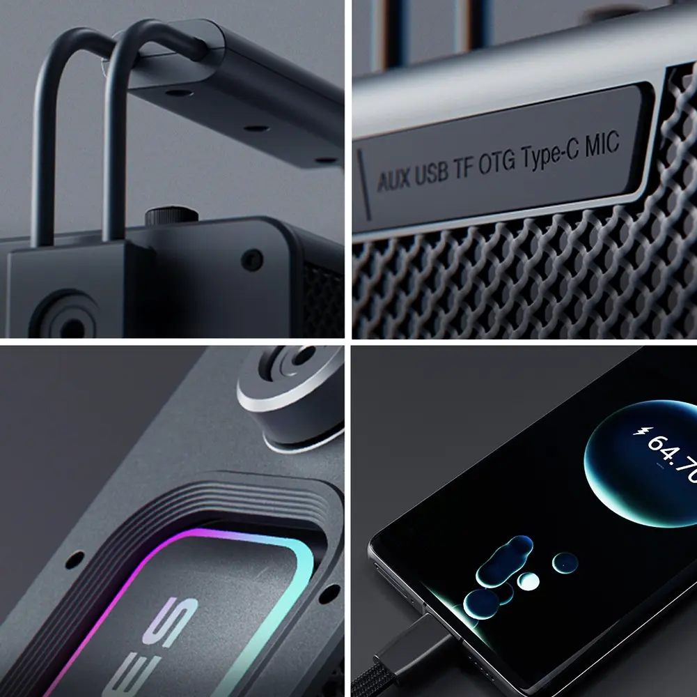 Lenyes Titan 1 Bluetooth Hoparlör, RGB Işıklı ve Çift Kablosuz Mikrofonlu