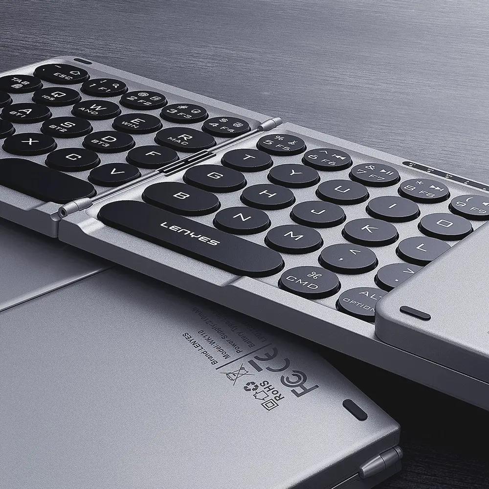 Lenyes WK110 Katlanabilir Kablosuz Bluetooth Klavye, Touch Pad ve Num Pad