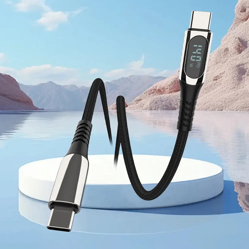 Micflip A08 Type-C to Type-C 140W PD Şarj ve Data Kablosu, LED Ekranlı 1 m