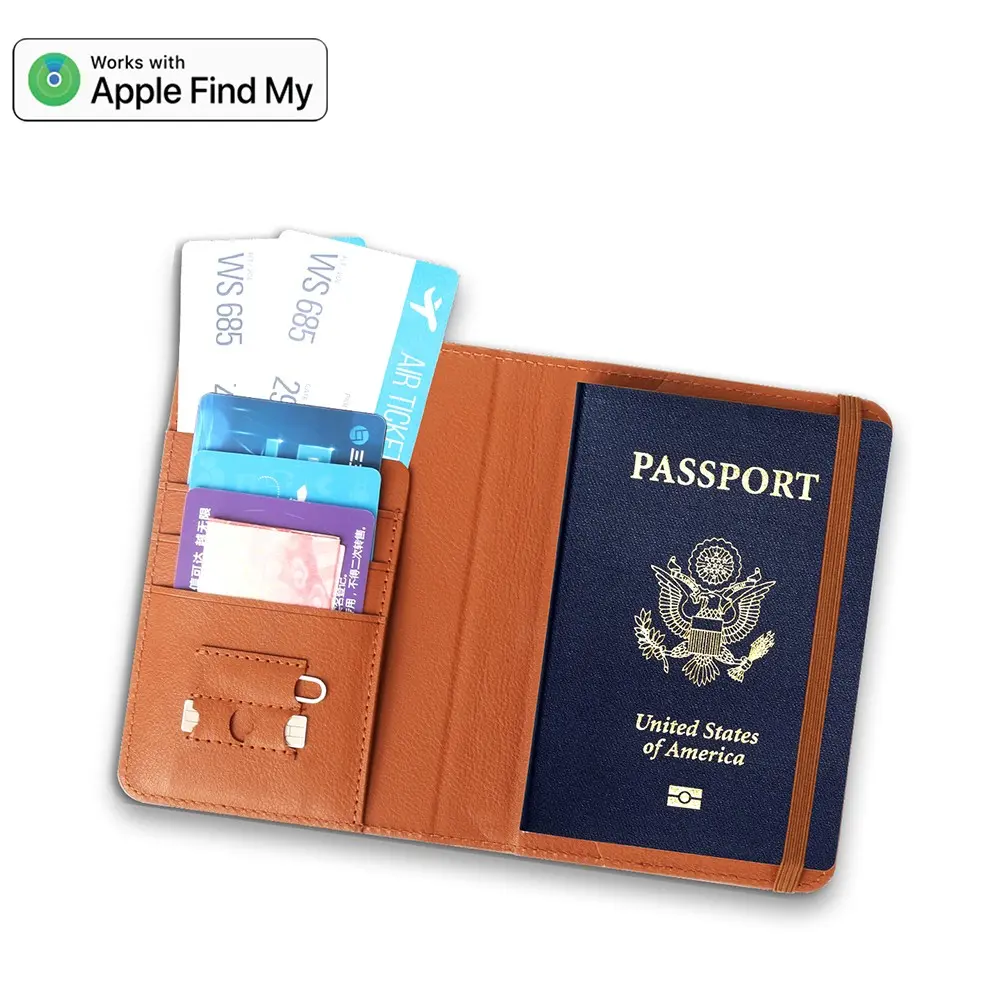 Micflip K02 FindMy Özellikli Pasaport ve Kartlık Deri Cüzdan