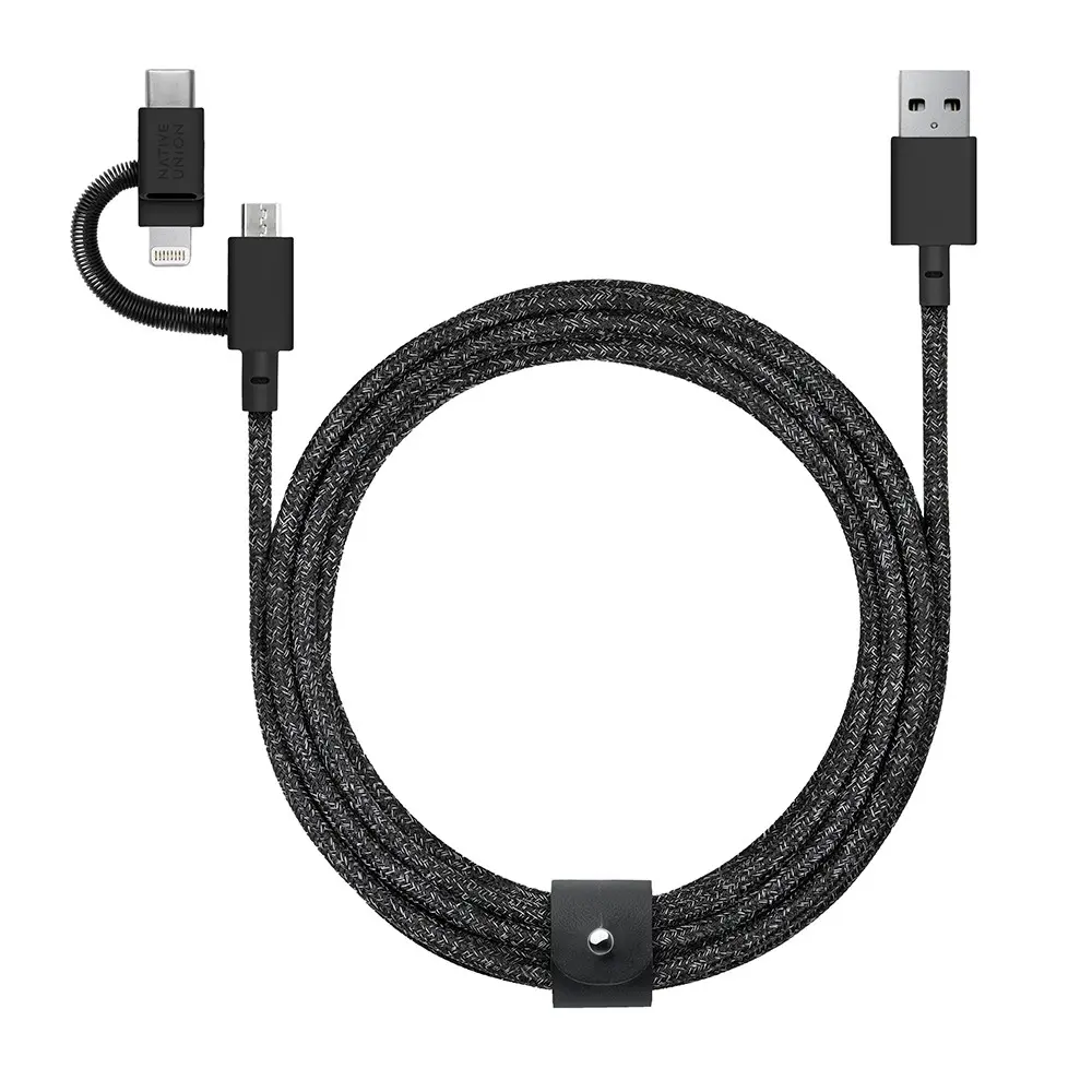 Native Union Belt 3in1 USB-A to Type-C Lightning Micro Şarj Kablosu 2M