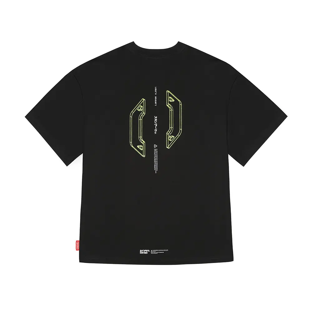 Skinarma Cypher Oversize Unisex Bisiklet Yaka Siyah Tişört