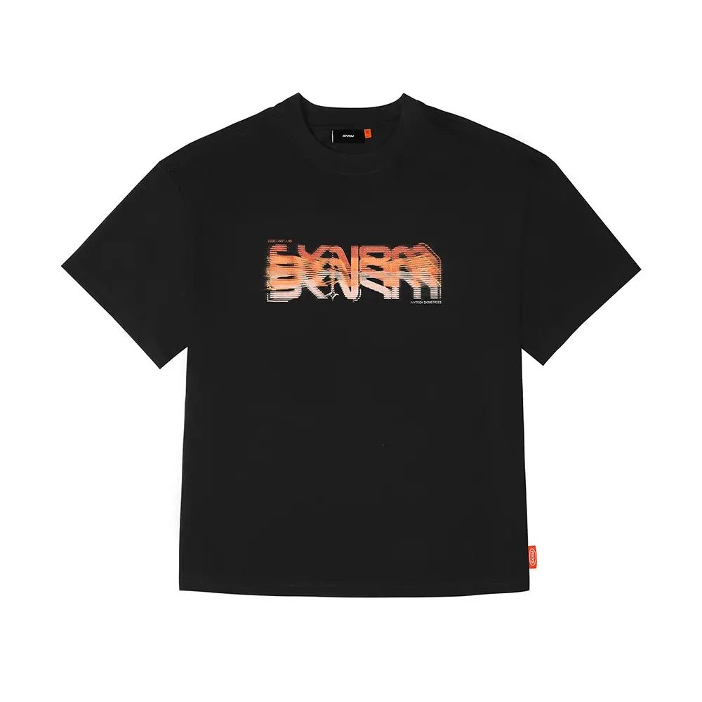 Skinarma Glitch Kısa Kollu Oversize Unisex Bisiklet Yaka Siyah Tişört