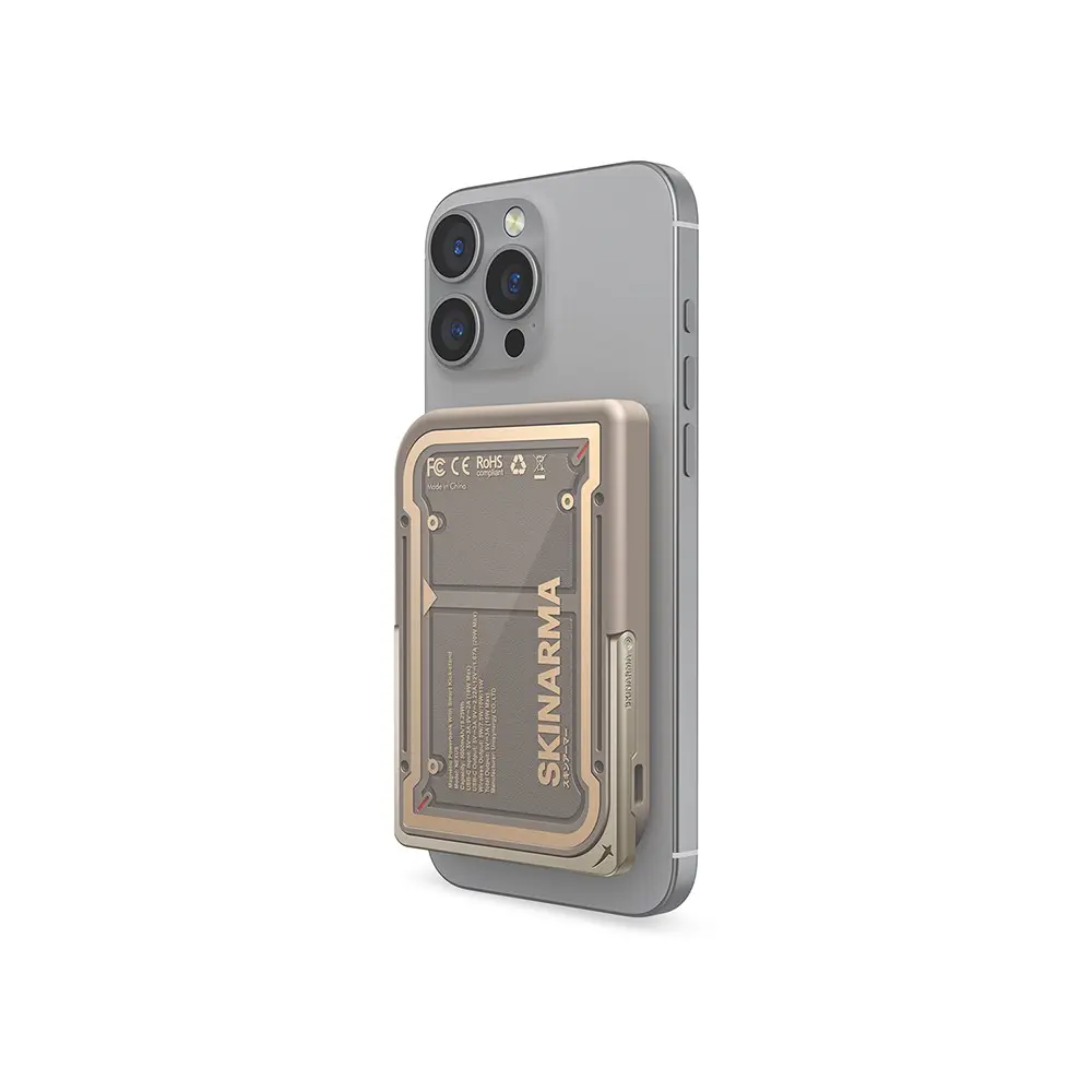 Skinarma Nexus Mecha 5000mAh Kablosuz Şarjlı Powerbank, 20W PD ve Metal Standlı