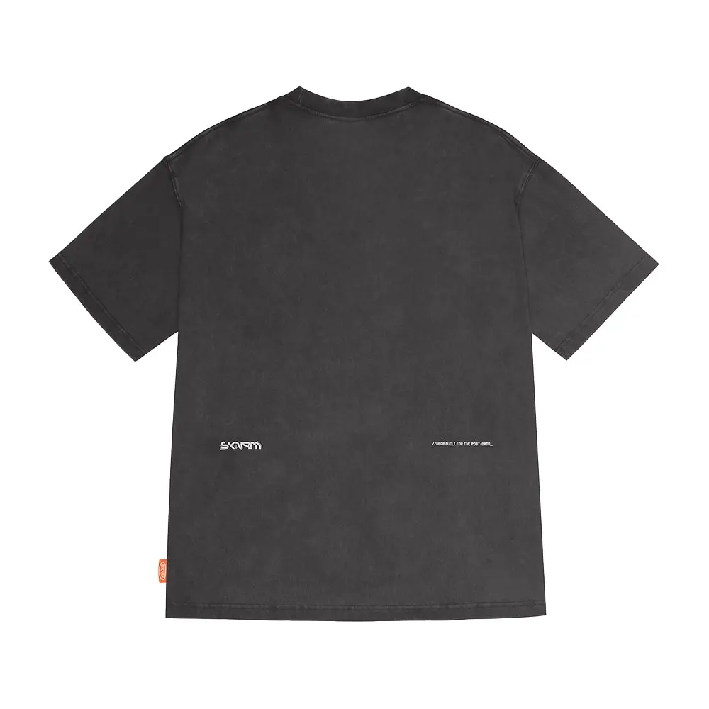 Skinarma Sonar Kısa Kollu Oversize Unisex Bisiklet Yaka Gri Tişört