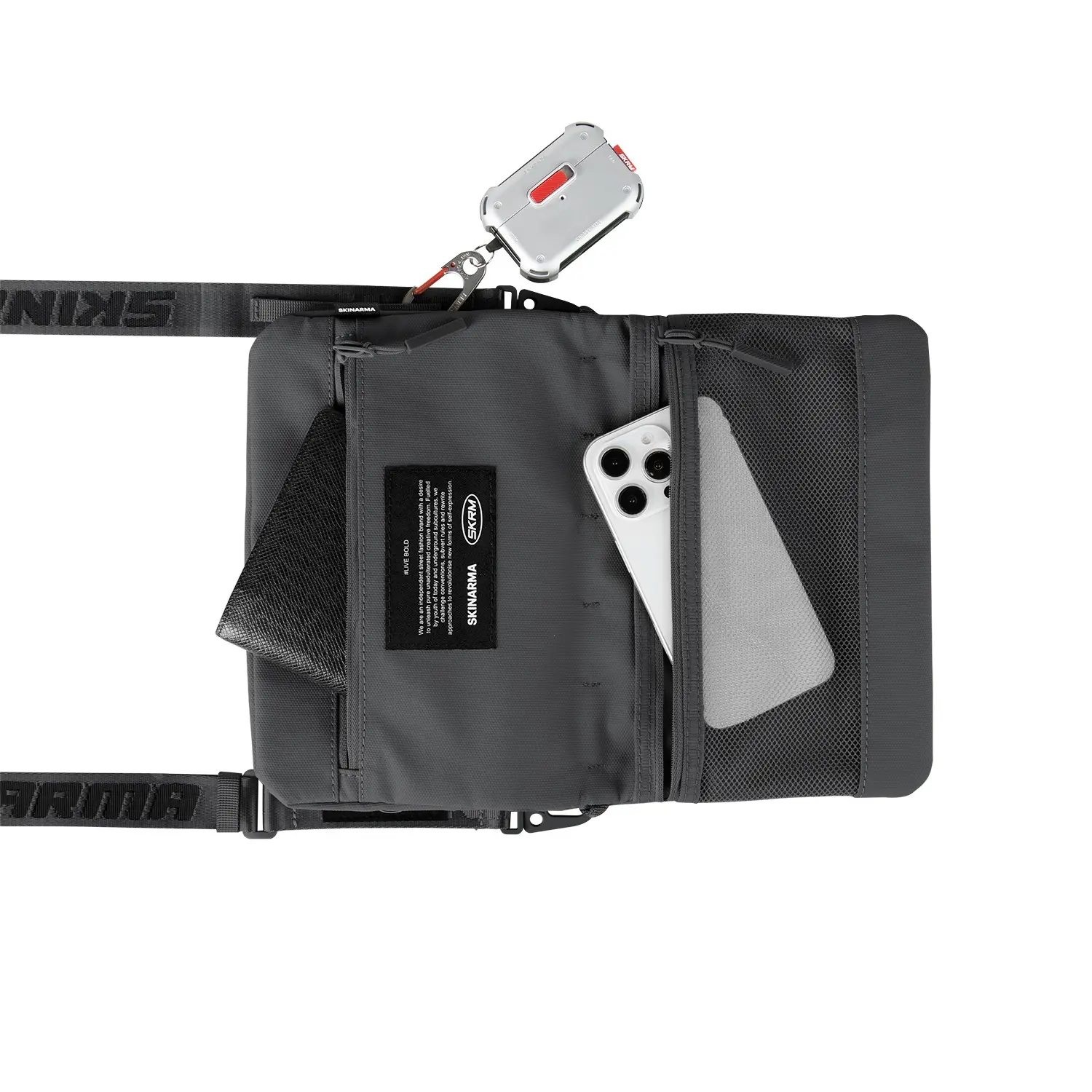 Skinarma Satchel Juno Desenli Naylon Bilek Askı Kayışlı Aksesuar Çantası