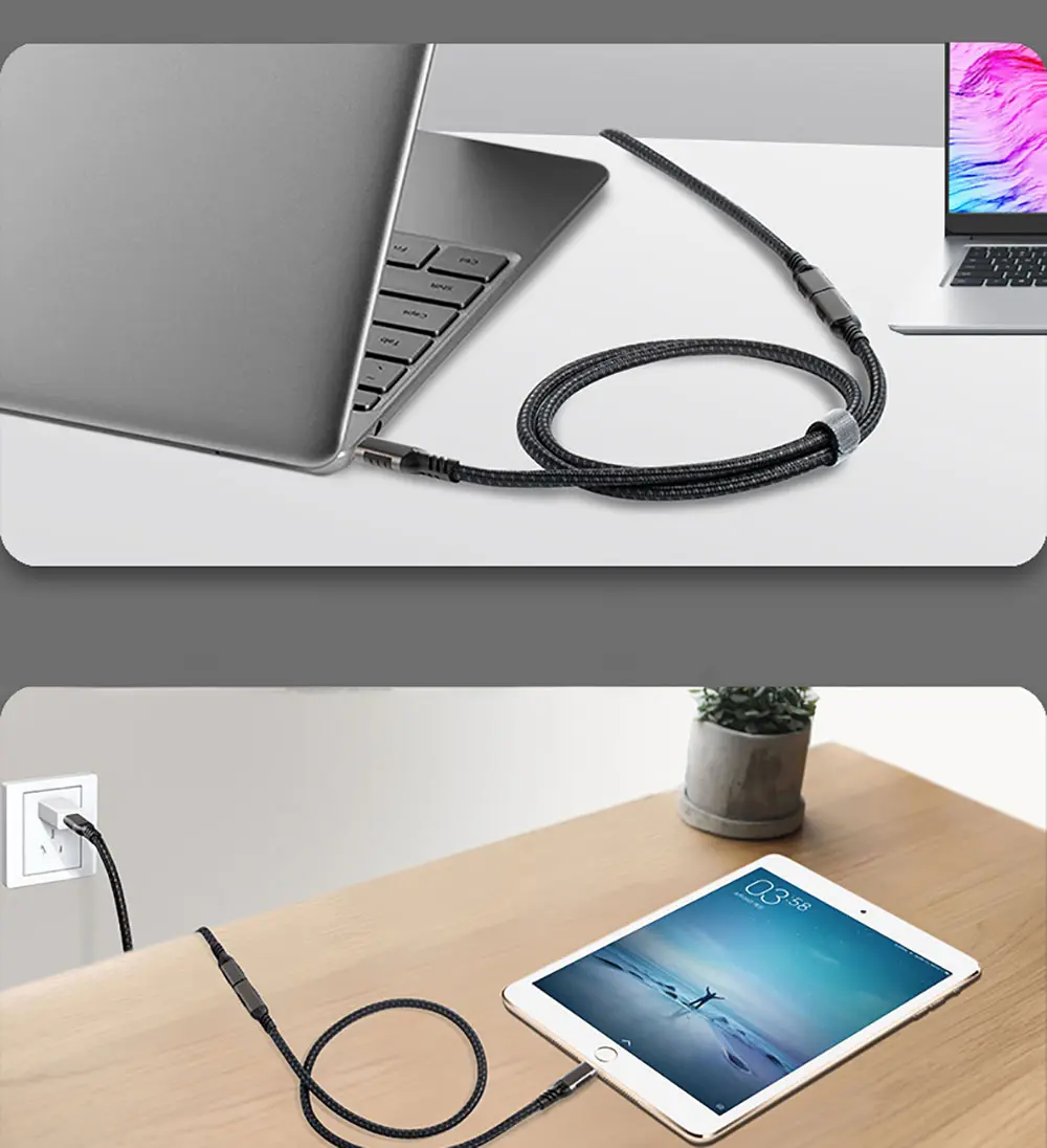Qgeem Extension USB-C Uzatma Kablosu, 100W PD ve 20Gbps