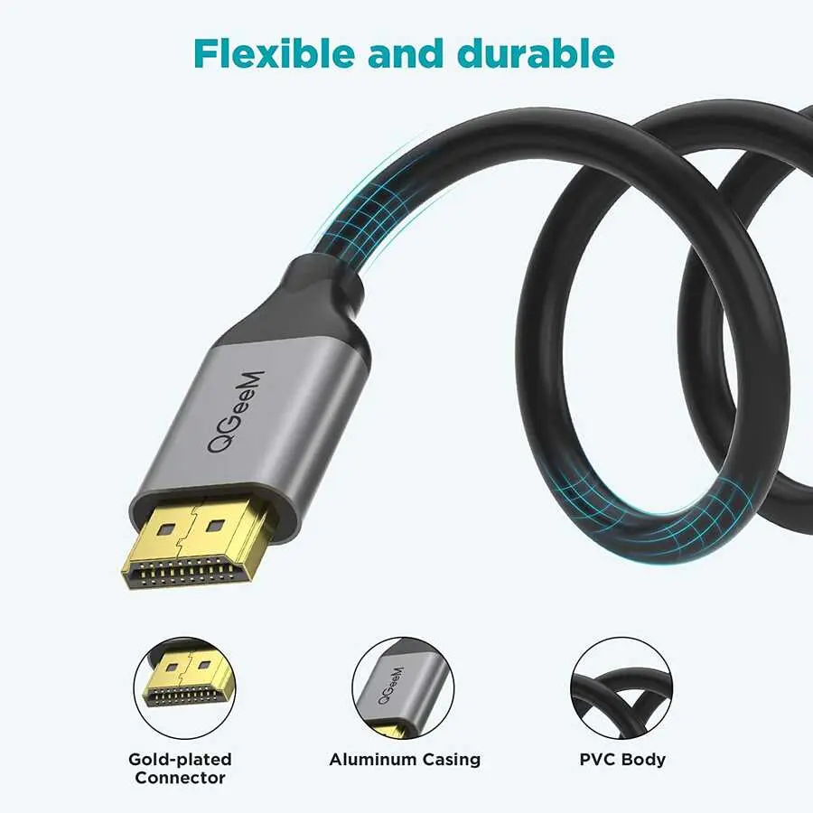Qgeem QG-AV17 HDMI 2.1 Görüntü ve Ses Kablosu, 8K 60Hz 48Gbps 3.05 m