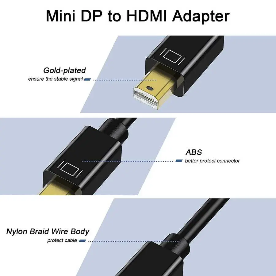 Qgeem QG-HD10 Mini DisplayPort to HDMI Dönüştürücü, 1080P
