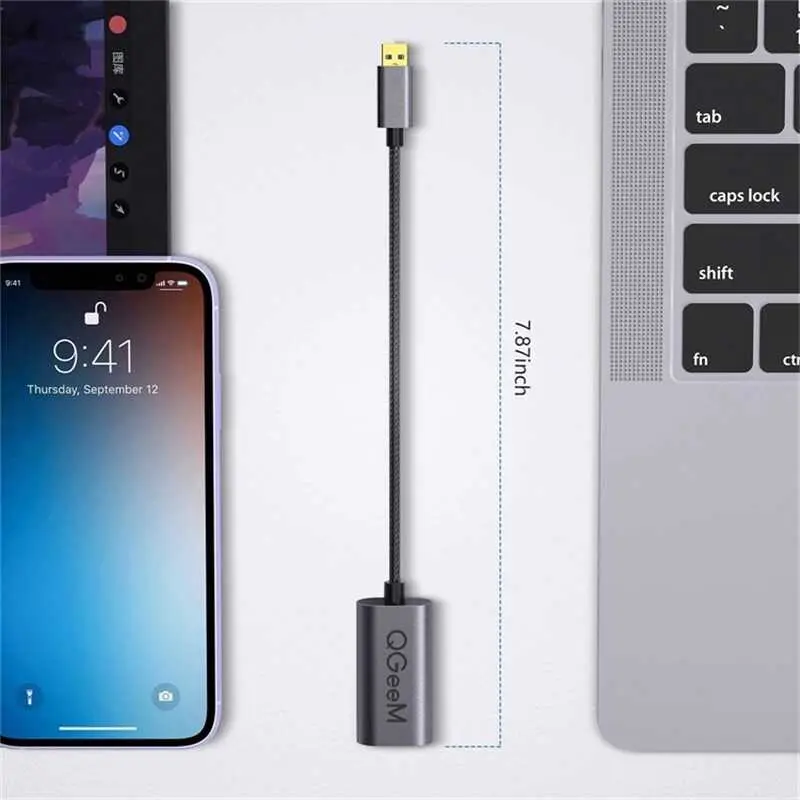 Qgeem QG-UA07 USB to VGA Dönüştürücü, 1080P ve 20 cm