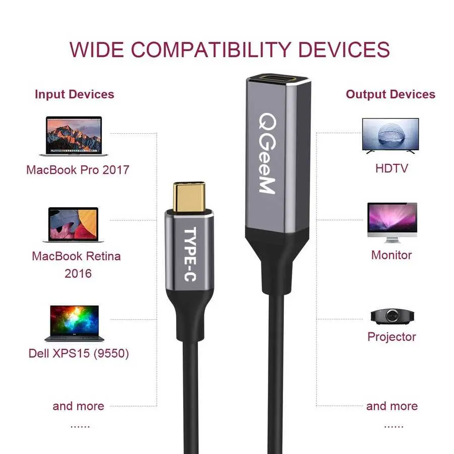 Qgeem QG-UA08 Type-C to Mini Display Dönüştürücü, 4K 60 Hz