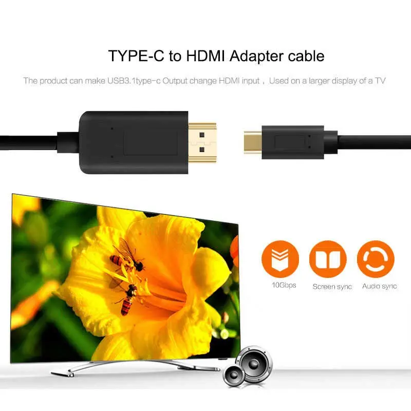 Qgeem QG-UA11 Type-C to HDMI Kablo, 1.8 m, 4K 60 Hz Destekli