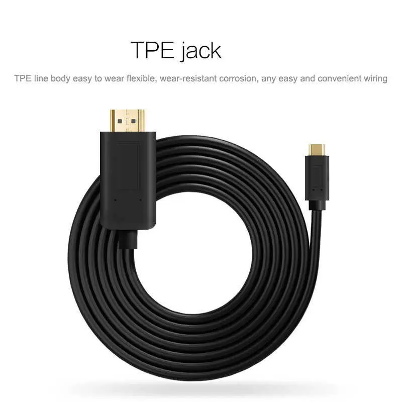 Qgeem QG-UA11 Type-C to HDMI Kablo, 1.8 m, 4K 60 Hz Destekli