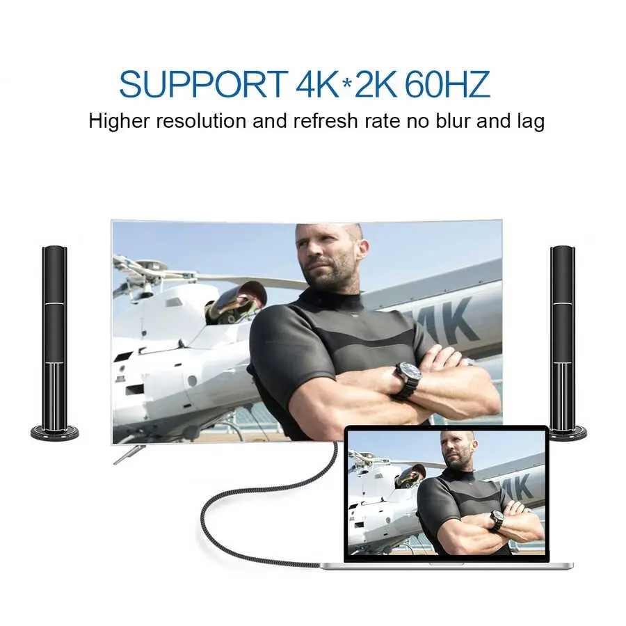 Qgeem QG-UA13 Type-C to DisplayPort Görüntü Kablosu, 4K 60 Hz