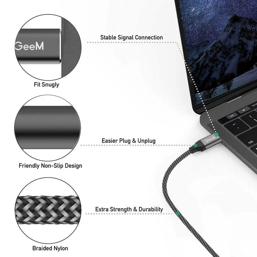 Qgeem QG-UA13 Type-C to DisplayPort Görüntü Kablosu, 4K 60 Hz