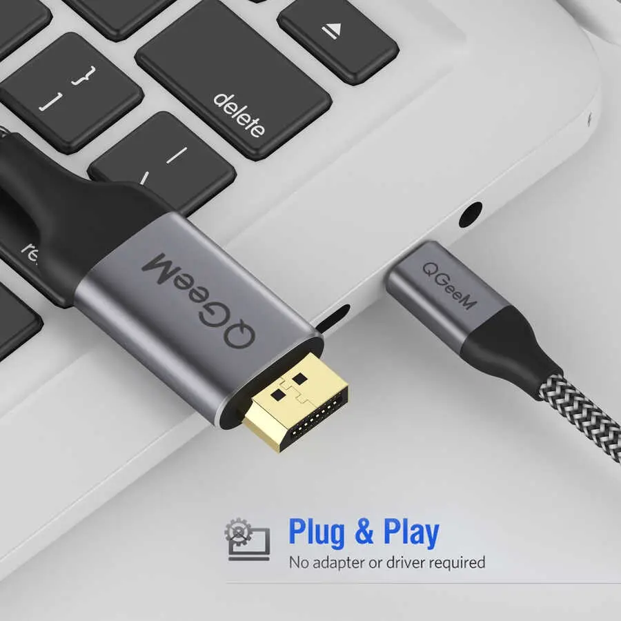Qgeem QG-UA13 Type-C to DisplayPort Görüntü Kablosu, 4K 60 Hz